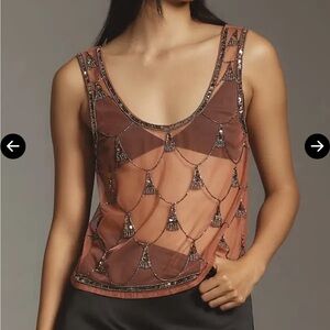 Anthropology Mahila Sheer Beaded Tank
